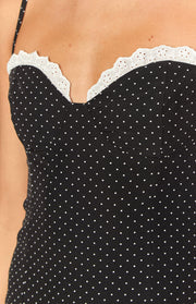 Seaton Black Polka Dot Mini Dress