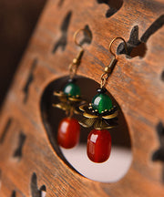 Stylish Red Green Agate Copper Elegant Drop Earrings