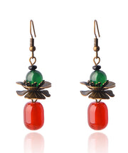 Stylish Red Green Agate Copper Elegant Drop Earrings