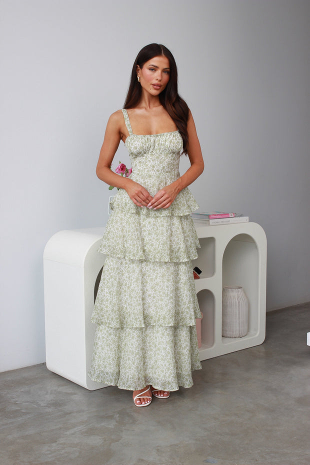 DANCING QUEEN  DRESS - GREEN FLORAL