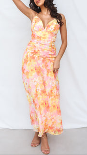 Yura Maxi Dress - Yellow Floral