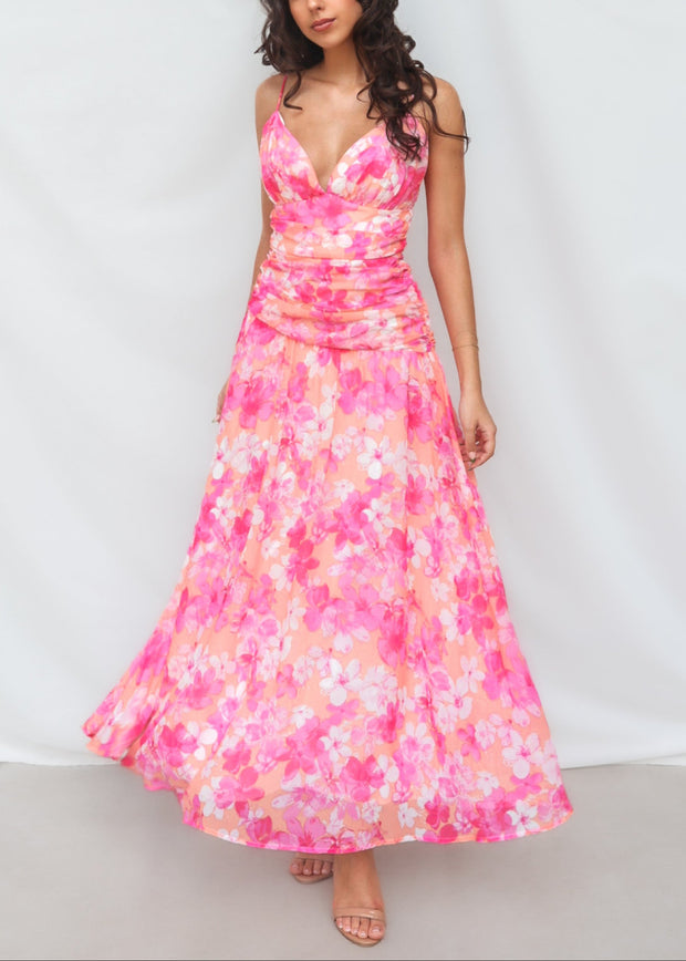 Yura Maxi Dress - Pink Floral