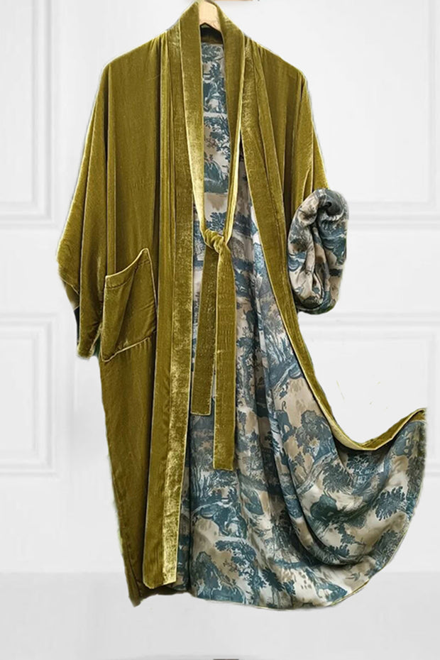 Loose Lining Ink Painting Printed Casual Kimono Duster