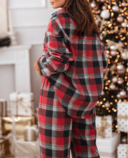 Wendy Checkered Pattern Loose Shirt and Pants Lounge Set