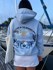 Crew neck embroided hoodie