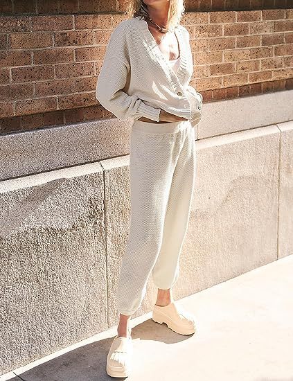 Classic Simple Solid Color Cardigan Set