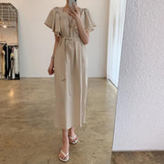 Square Collar Waist Loose Long A-Line Maxi Dress