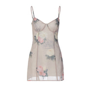 V neck printing dress