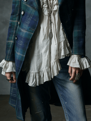 Vintage Tartan Wool-Blend Long Coat