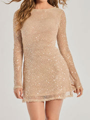 Crew neck sequin dress