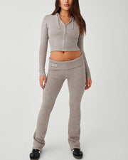 Zippered Slim Cropped Knit Two-Piece Set