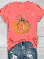 Oil Painting Pumpkin Printed Women's T-shirt