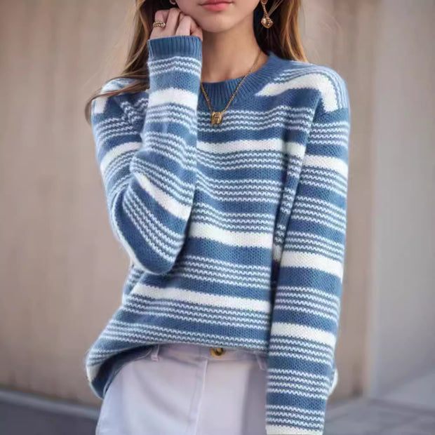 Women's Retro Striped Loose Sweater