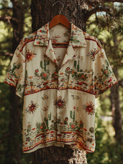 Western-style Cactus Short-sleeved Shirt