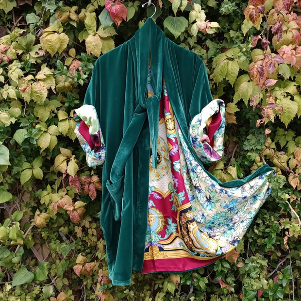 Loose Long Sleeve Lined Patchwork Print Kimono Duster