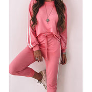 Ladies Fashion Loose Round Neck Long Sleeve Casual Suit