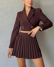 Temperament Casual Pleated Pants Skirt Two -piece Suit