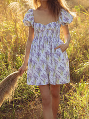 Short sleeve printing dress