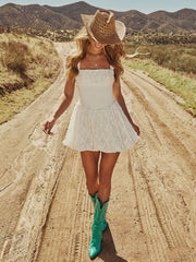 Square neck mesh mini dress