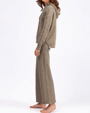 Drawstring hooded sweater + wide-leg trousers two-piece set