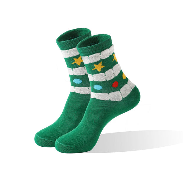 Christmas Snowflake Christmas Tree Socks Mid-calf Length Socks