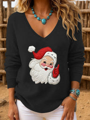 Women's Casual Printed Knitted Long Sleeve Top
