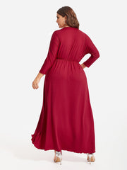 Plus Elastic Waist Asymmetrical Hem Maxi Dress