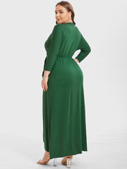 Plus Elastic Waist Asymmetrical Hem Maxi Dress