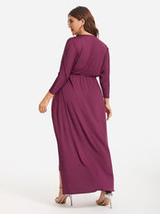 Plus Elastic Waist Asymmetrical Hem Maxi Dress