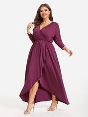 Plus Elastic Waist Asymmetrical Hem Maxi Dress