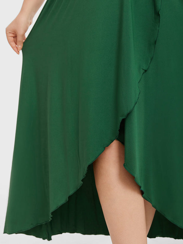 Plus Elastic Waist Asymmetrical Hem Maxi Dress