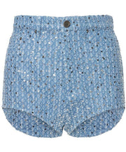 Women's Denim Sequined Jacket & Short Two-Piece Set