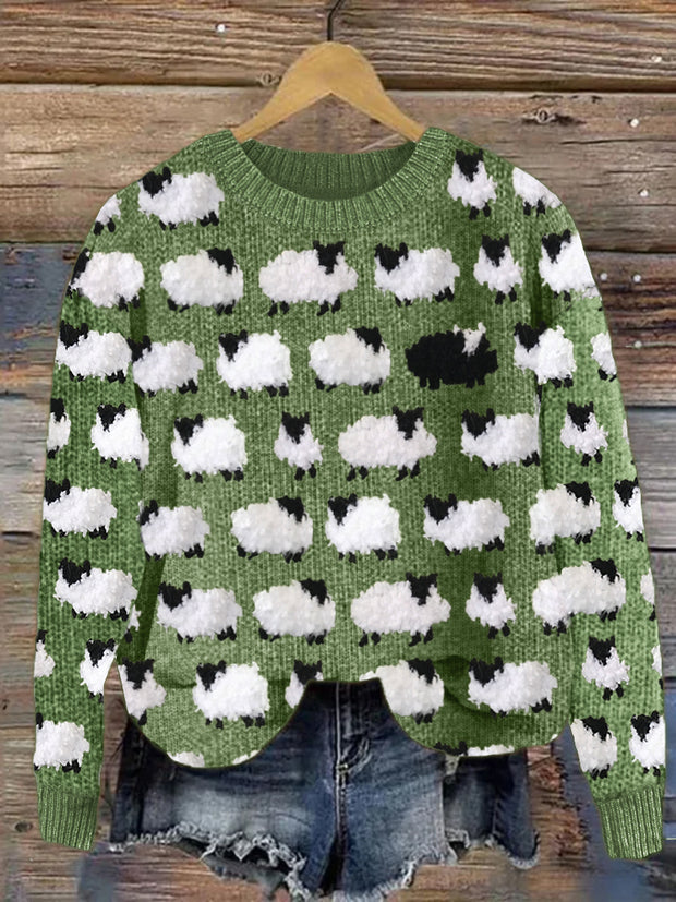 Vintage Fuzzy Sheep Fleece Knit Cozy Sweater