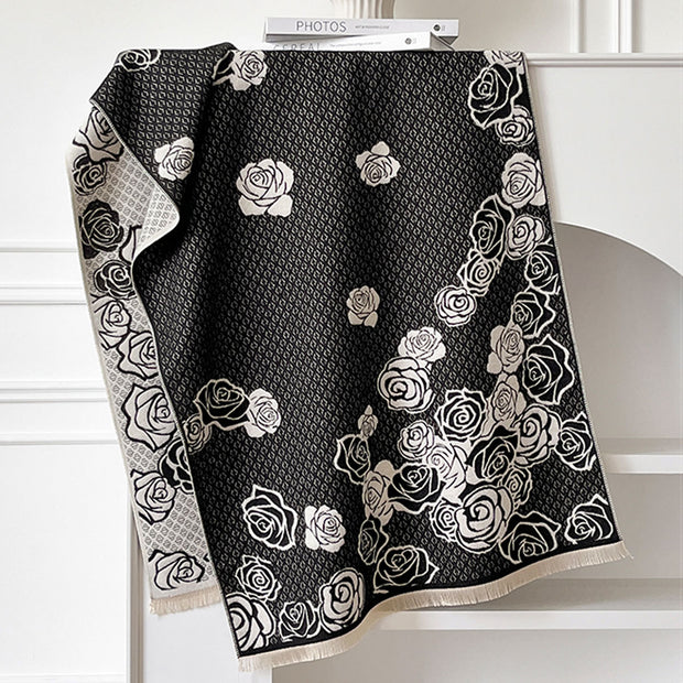 Camellia Cashmere Scarf Warm Neck Shawl Air Conditioning
