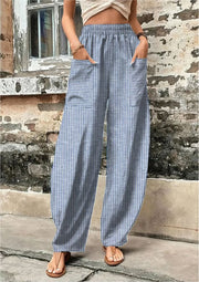 Breezy Striped Elastic Waistband Pants