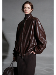 Women’s Sheepskin Leather Moto Jacket – Casual Chic Cropped Biker Style Short Coat for Autumn