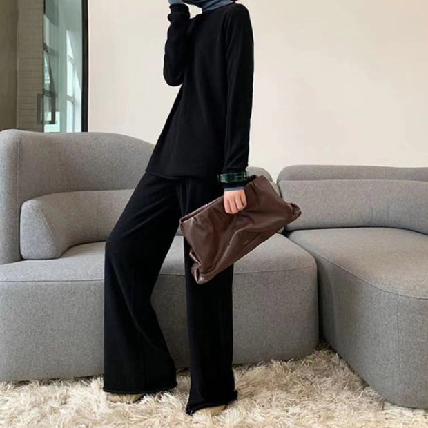 Fashion Solid Color Long Sleeved Cashmere Set