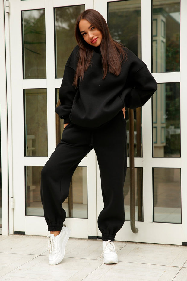 Fashion Casual Solid Color Two-piece Hooded  Suit