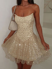 Strapless sequin bodycon dress