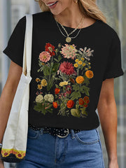 Vintage Garden Flowers Print Women's T-shirt