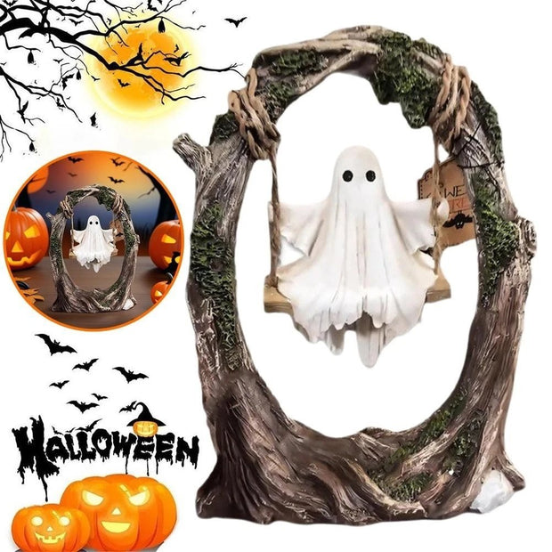 Halloween Swinging Ghost on Tree Swing🎃