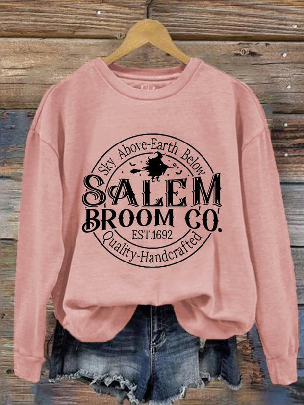 Women's Funny Halloween Salem Broom Co. Casual Sweatshirt