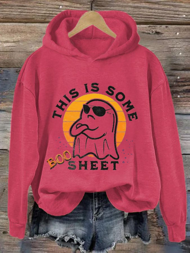Women's Funny Halloween Ghost This Is Some BOO SHEET Casual Hoodie