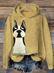 Rolling Eyes Puppy Women's Hooded Sweater