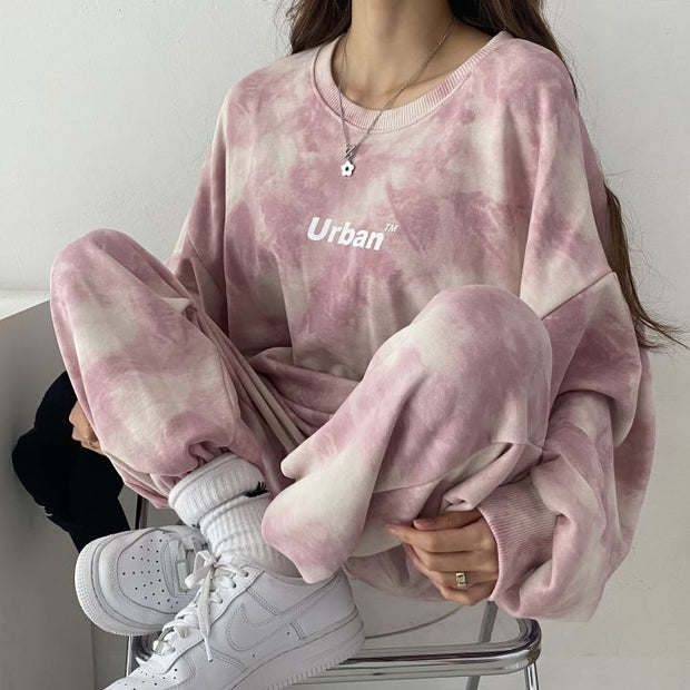 Fashion Casual Tie Dye Loose Two-piece Set