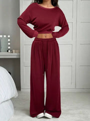 Fashion Slim-fit Off-the-shoulder Navel Solid Color Casual Pants Suit