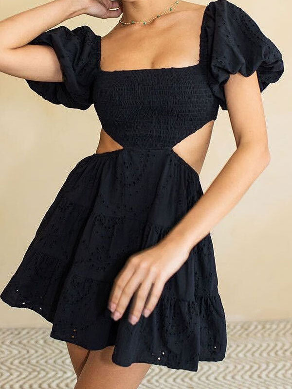 Black embroidered dress
