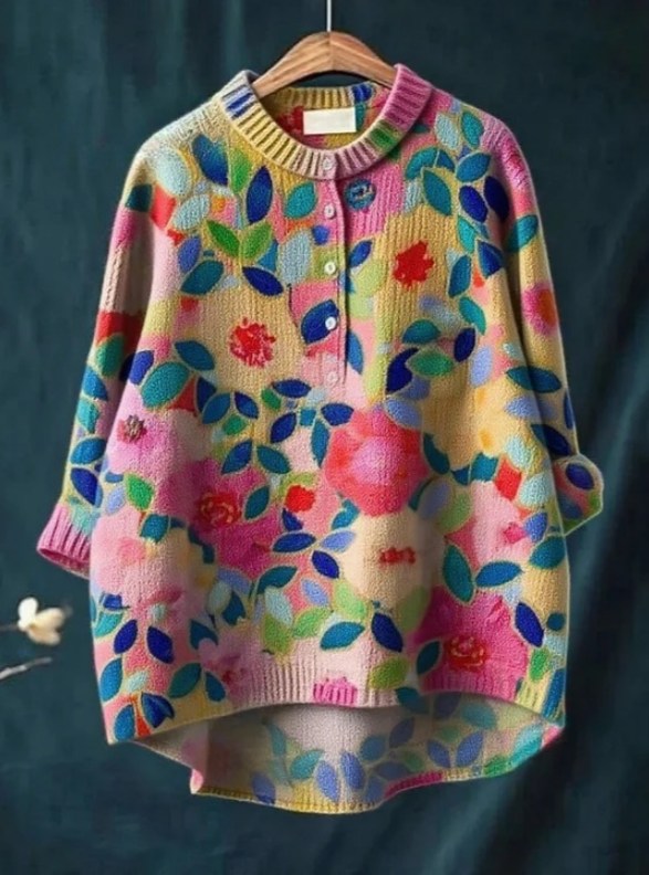 Women's Flower Print Casual Sweater