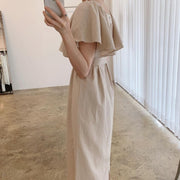 Square Collar Waist Loose Long A-Line Maxi Dress