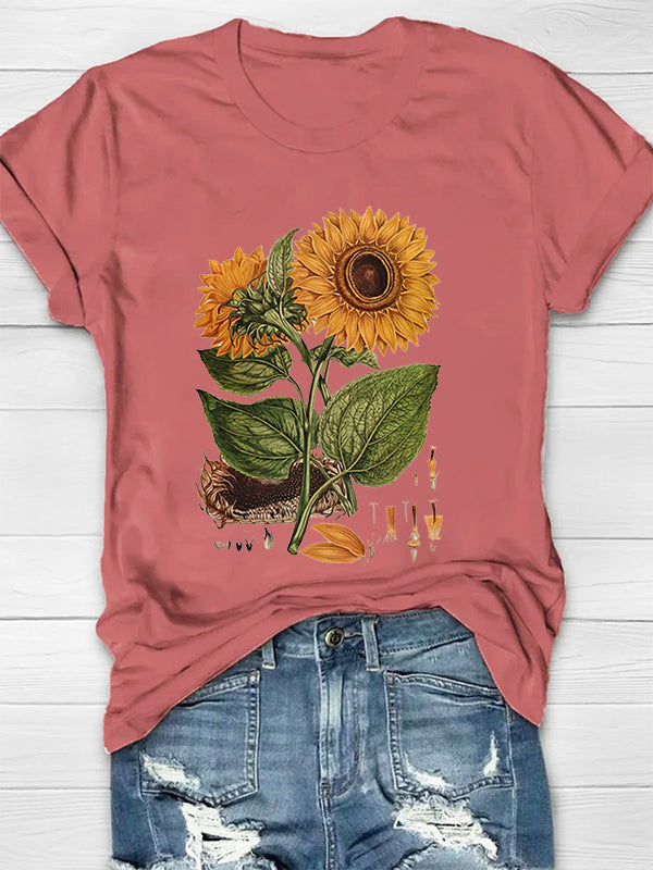 Sunflower Printed Crew Neck Women's T-shirt